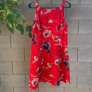 Red floral dress with a vintage feel!